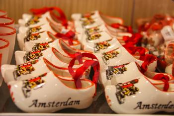 Amsterdam Schiphol, Netherlands - April 18, 2015: Sale of  gifts at the airport Amsterdam Schiphol, Netherlands