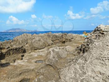 A view of a rocky shore of a Sicily island