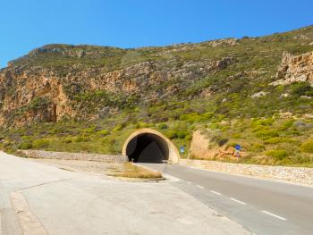 Road tunnel on a bright sunny day