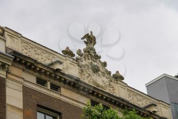 Pediment of an ancient building in Amsterdam