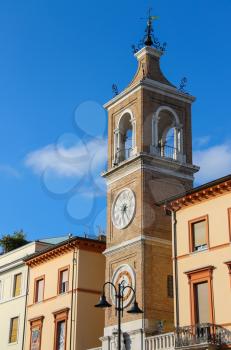 Ancient Clock Tower (Torre dell'Orologio) in Rimini, Italy