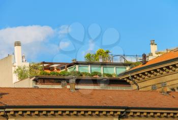 Modern roof garden in the historical centre of Rimini, Italy