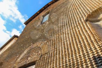 Wall of ancient catholic church (Chiesa Cattolica Suffragio) in Rimini, Italy