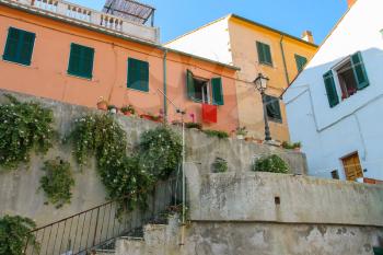 Picturesque buildings in the tourist centre of Marciana Marina on Elba Island, Italy