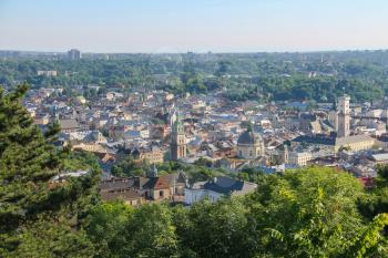 Panorama of the city of Lviv. Central part of the old city. Ukraine.