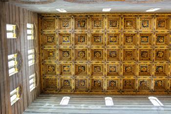 Beautiful ceiling of the Pisa Cathedral (Duomo di Pisa) on Piazza del Duomo, Italy