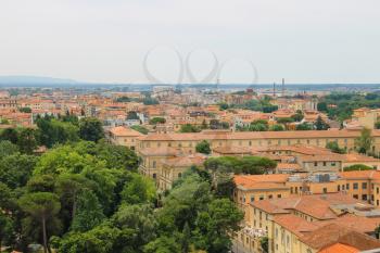 View of the old city from the Leaning Tower. Pisa, Tuscany region of Italy