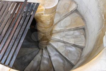 Spiral downstairs of the Leaning Tower in Pisa, Italy