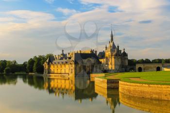 Famous Chateau de Chantilly (Chantilly Castle). Oise, France