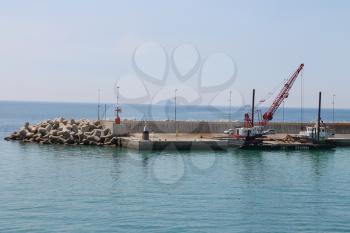 Piombino, Italy - June 30, 2015: Port of Piombino, view from sailing ferry boat