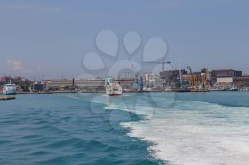 Piombino, Italy - June 30, 2015: Port of Piombino, view from ferry boat