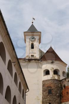 Clock tower of Palanok Castle. Mukachevo, Ukraine