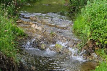 Flowing water in mountain stream
