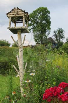 Wooden birdhouse in Carpathians, Ukraine