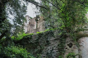 Ruined medieval castle in Villa Sorra. Castelfranco Emilia, Modena, Italy