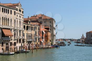 Venice, Italy - August 13, 2016: View of Grand Canal from Accademia Bridge (Ponte dell'Accademia)