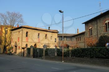 Vignola, Italy - October 30, 2016: Old buildings in historic city center. Emilia-Romagna, Modena
