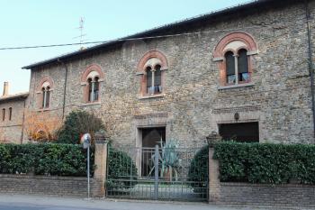 Old building in historic city center of Vignola, Italy