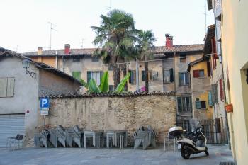 Vignola, Italy - October 30, 2016: Old residential buildings in city center. Emilia-Romagna, Modena
