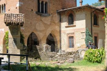 Grazzano Visconti, Italy - August 07, 2016: Tourists in medieval castle