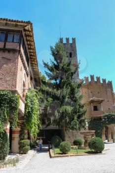 Grazzano Visconti, Italy - August 07, 2016: Tourist in medieval castle
