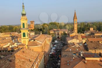 Spilamberto, Italy- October 02, 2016: Historic city center. Top view from fortress