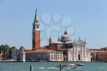 Venice, Italy - August 13, 2016: San Giorgio Maggiore island seen across the water. View from St. Mark's seafront