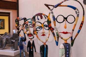 Venice, Italy - August 13, 2016: Figures of The Beatles by sculptor Dorit Levinstein in art gallery