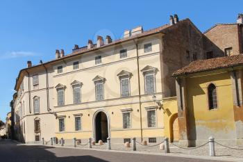 Old street of historic city centre. Piacenza, Italy