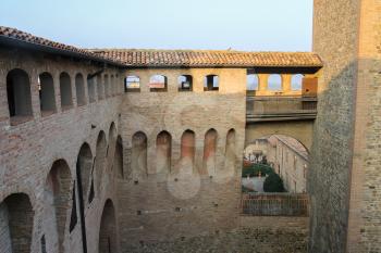 Courtyard of ancient fortress in Vignola, Italy