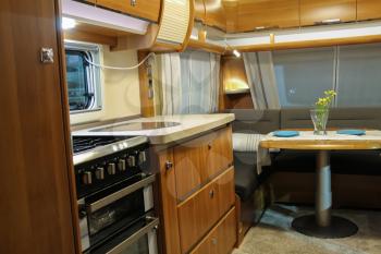 Exquisite compact interior of a camper