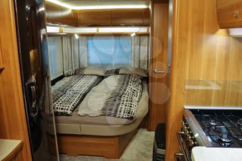 Exquisite compact interior of a camper