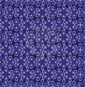 Royalty Free Clipart Image of a Blue Flowered Background