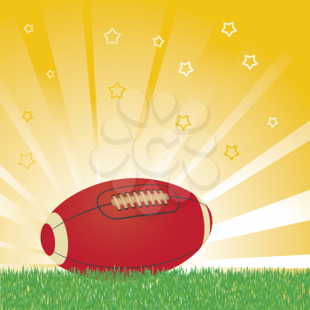 Royalty Free Clipart Image of a Football Ball on Field Background