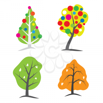 Royalty Free Clipart Image of a Four Seasons Tree Symbols 