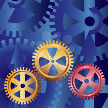 Royalty Free Clipart Image of Gears with a Blue Background