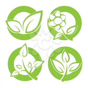 Royalty Free Clipart Image of Circles with Leaves 