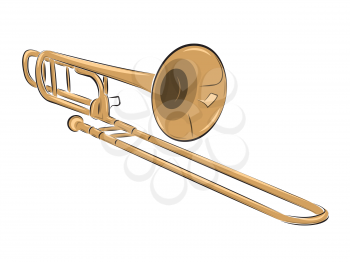 Royalty Free Clipart Image of a Musical Instrument Trombone on White Background