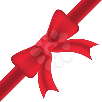 Royalty Free Clipart Image of a Red Bow and Ribbons with a White Background