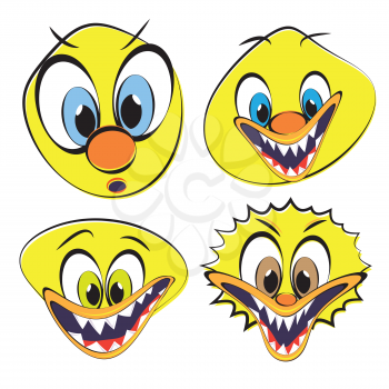 Royalty Free Clipart Image of a Set of Funny and Ugly Smilies