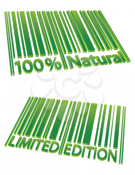 Royalty Free Clipart Image of a Special Edition and 100% Natural Bar Codes