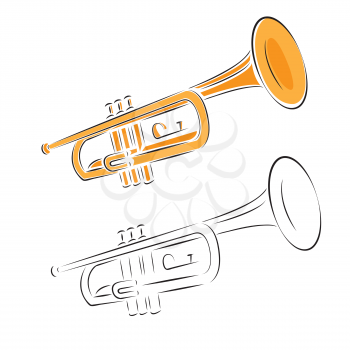 Royalty Free Clipart Image of a Trumpet Set on White Background