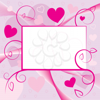 Royalty Free Clipart Image of a Valentine Greeting Card with Hearts and Swirls