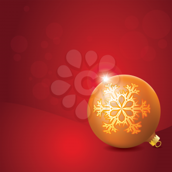 Christmas Ball with Snowflake Decoration, shiny star holiday background.