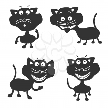Funny Black Cat Mascot Character humour vector set