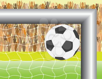 Goal. A ball targeting in football (soccer) goal - vector illustration