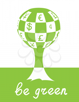 ecology concept image with green tree and money symbols
