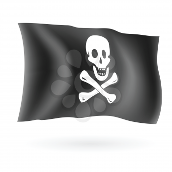 Jolly roger pirate flag isolated on white vector illustration.