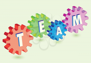 abstract gears interact as team work metaphor - vector illustration