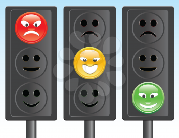 set of traffic lights with smiley